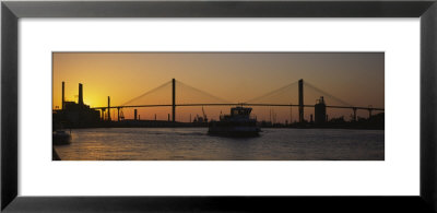 Silhouette Of A Bridge At Dusk, Talmadge Bridge, Savannah, Georgia, Usa by Panoramic Images Pricing Limited Edition Print image