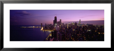 Buildings Lit Up At Night, Chicago, Illinois, Usa by Panoramic Images Pricing Limited Edition Print image