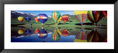 Reflection Of Hot Air Balloons On Water, Colorado, Usa by Panoramic Images Pricing Limited Edition Print image
