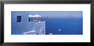 Building On Water, Boats, Fira, Santorini Island, Greece by Panoramic Images Pricing Limited Edition Print image