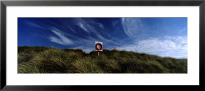 Life Ring Hanging Between Tall Grass, Embleton Bay, Northumberland, England, United Kingdom by Panoramic Images Pricing Limited Edition Print image