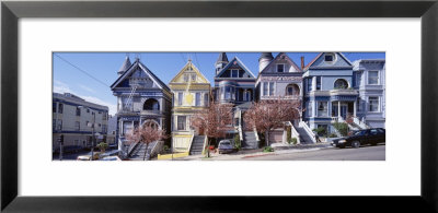 Cars Parked In Front Of Victorian Houses, San Francisco, California, Usa by Panoramic Images Pricing Limited Edition Print image