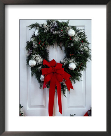 Beautiful Christmas Wreath On Door by Everett Johnson Pricing Limited Edition Print image