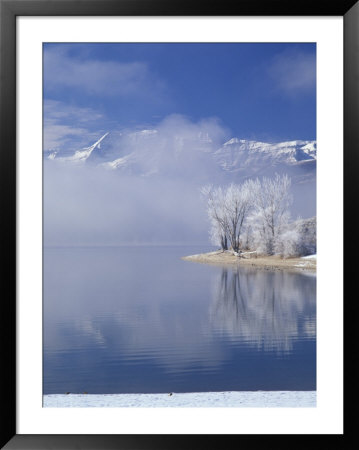 Deer Creek Reservoir And Rimed Trees, Mt. Timpanogas, Wasatch Mountains, Utah, Usa by Howie Garber Pricing Limited Edition Print image