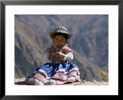 Little Girl In Traditional Dress, Colca Canyon, Peru, South America by Jane Sweeney Pricing Limited Edition Print image