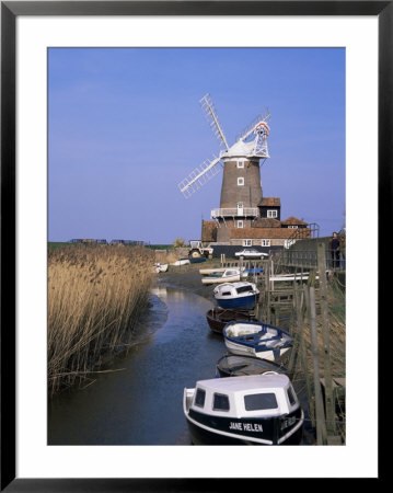 Boats On Waterway And Windmill, Cley Next The Sea, Norfolk, England, United Kingdom by Jeremy Bright Pricing Limited Edition Print image
