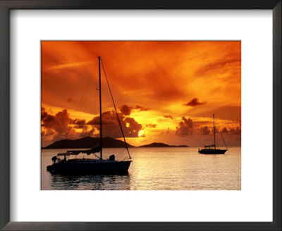 Moored Yachts At Sunset, Tortola, Virgin Islands by John Elk Iii Pricing Limited Edition Print image