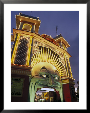 Exterior Of Luna Park Entrance Illuminated At Twilight, St. Kilda, Melbourne, Victoria, Australia by Richard Nebesky Pricing Limited Edition Print image