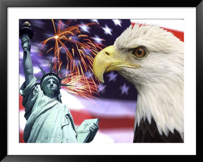 Eagle, Fireworks, Statue Of Liberty by Bill Bachmann Pricing Limited Edition Print image