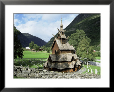 Best Preserved 12Th Century Stave Church In Norway, Borgund Stave Church, Western Fjords, Norway by Gavin Hellier Pricing Limited Edition Print image