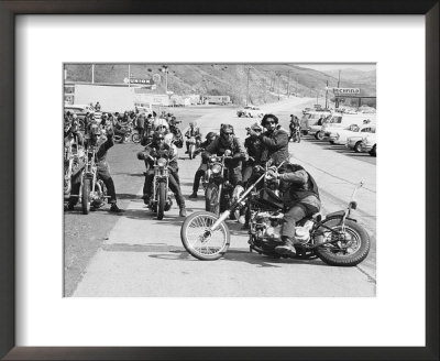 Hell's Angels Motorcycle Gang Members Preparing To Ride To Bakersfield by Bill Ray Pricing Limited Edition Print image