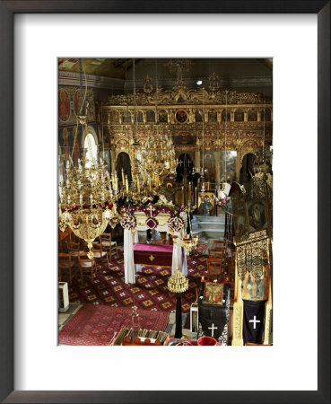 Church Interior Decorated For A Festival, Greece by Tony Gervis Pricing Limited Edition Print image