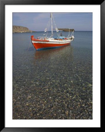 Colourful Fishing Boat On Sea, Kato Zakro, East Coast, Crete, Greek Islands, Greece by Eitan Simanor Pricing Limited Edition Print image
