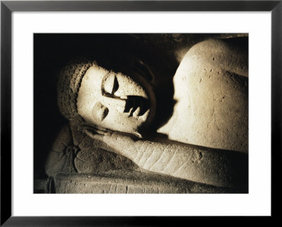 Detail Of Stone Carving Of The Buddha, Ellora Caves, Maharashtra State, India by Doug Traverso Pricing Limited Edition Print image