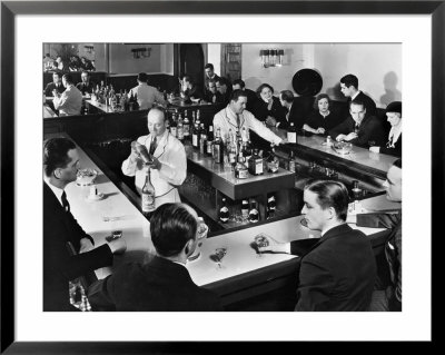 Bartender Prepares A Drink As Patrons Enjoy Themselves At Popular Speakeasy During Prohibition by Margaret Bourke-White Pricing Limited Edition Print image