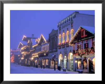 Main Street With Christmas Lights At Night, Leavenworth, Washington, Usa by Jamie & Judy Wild Pricing Limited Edition Print image