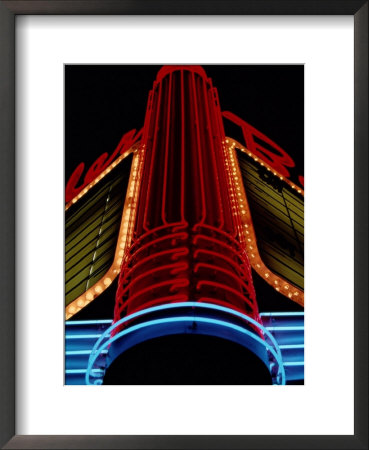 Colorful Neon Centerpiece On The Art Deco Facade A Theater by Stephen St. John Pricing Limited Edition Print image