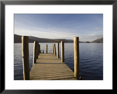 Wooden Jetty At Barrow Bay Landing On Derwent Water Looking North West In Autumn by Pearl Bucknall Pricing Limited Edition Print image