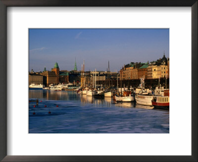 Boats On River Seen From Djurgardsbron Bridge, Stockholm, Sweden by Jonathan Smith Pricing Limited Edition Print image