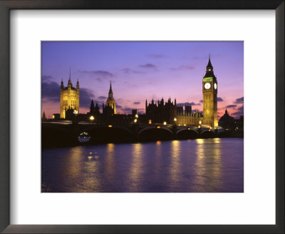 Big Ben, Houses Of Parliament And The River Thames At Dusk, London, England by Howie Garber Pricing Limited Edition Print image