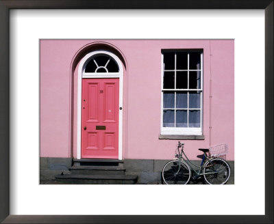 Bicycle Leaning Against Pink House, Oxford, Oxfordshire, England by David Tomlinson Pricing Limited Edition Print image