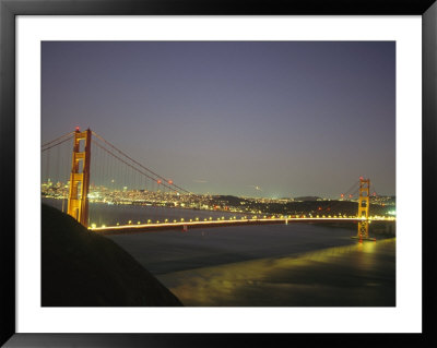 Golden Gate Bridge At Night With City Lights by Mark Cosslett Pricing Limited Edition Print image
