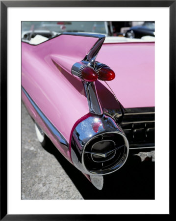 Close-Up Of Fin And Lights On A Pink Cadillac Car by Mark Chivers Pricing Limited Edition Print image