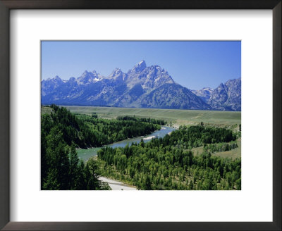 The Snake River Cutting Through Terrace 2000 M Below Summits, Grand Teton National Park, Wyoming by Tony Waltham Pricing Limited Edition Print image