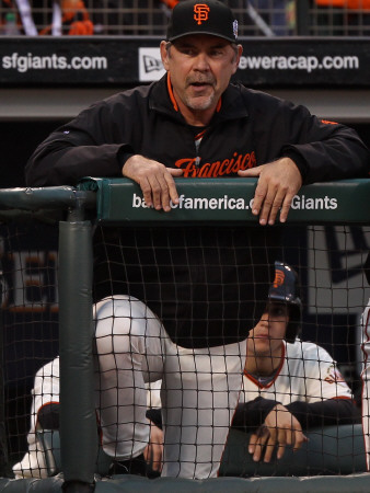 Texas Rangers V San Francisco Giants, Game 1: Bruce Bochy by Jed Jacobsohn Pricing Limited Edition Print image