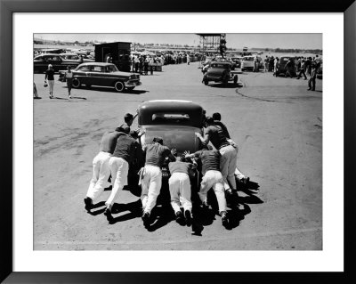 Men Pushing Car During Nat. Hot Rod Assoc. Drag Meet by Ralph Crane Pricing Limited Edition Print image