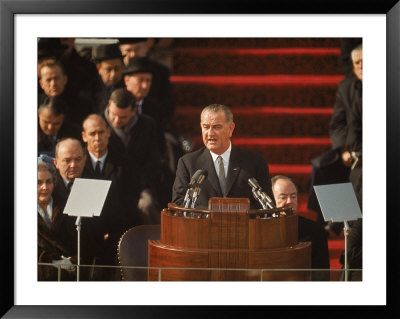 President Lyndon Johnson Speaking At His Inauguration by John Dominis Pricing Limited Edition Print image