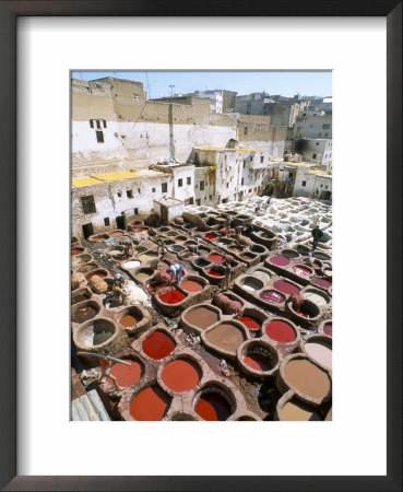 Elevated View Over Vats Of Dye, The Tanneries, Fez, Morocco, North Africa, Africa by R H Productions Pricing Limited Edition Print image