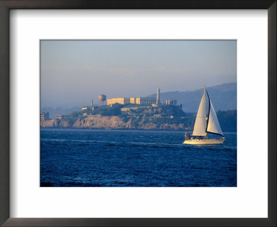 Sailing Boat In Front Of Alcatraz Island, San Francisco, California, Usa by Roberto Gerometta Pricing Limited Edition Print image