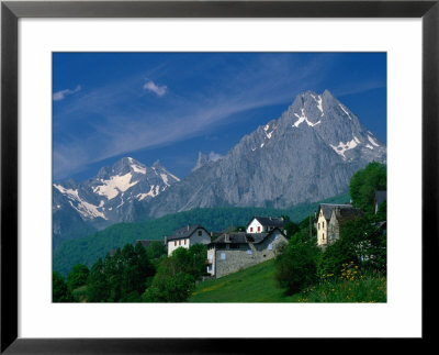Village Of Lescun Near Route De Somport With Mountain Peaks In Distance, Midi-Pyrenees, France by Stephen Saks Pricing Limited Edition Print image