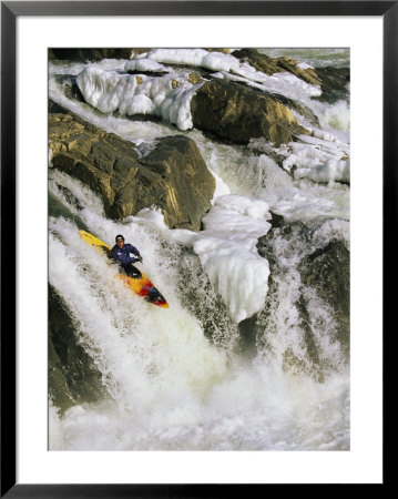 A Kayaker Soars Down The Ice-Covered Great Falls Of The Potomac River by Skip Brown Pricing Limited Edition Print image