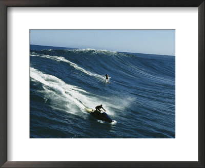 A Surfer And Jet-Skier Off The North Shore Of Maui Island by Patrick Mcfeeley Pricing Limited Edition Print image