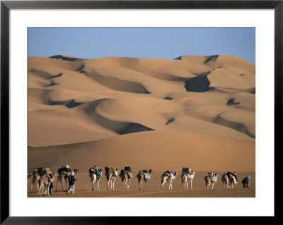 A Camel Caravan Crosses A Landscape Of Sculpted Sand Dunes by Peter Carsten Pricing Limited Edition Print image