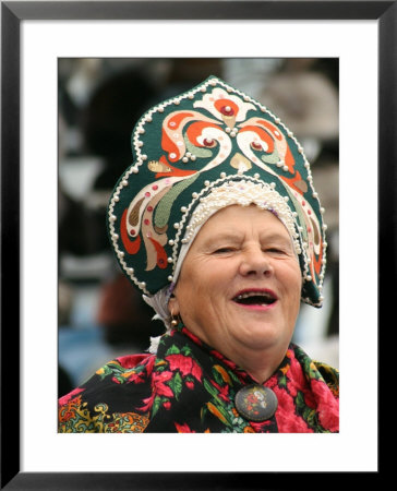 Portrait Of Singer In Traditional Costume At Vernisazh Market, Moscow, Russia by Jonathan Smith Pricing Limited Edition Print image