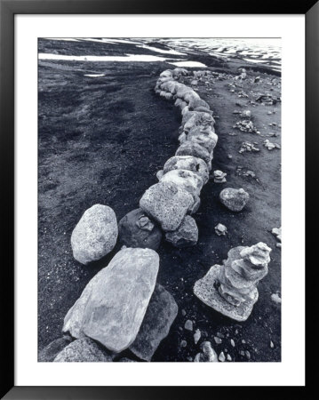 Stone Wall And Cairns, The Arctic Circle, Norway by Walter Bibikow Pricing Limited Edition Print image