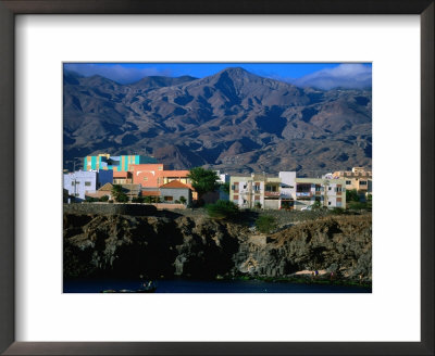 Buildings Of Town With Mountains Behind, Porto Novo, Cape Verde by Frances Linzee Gordon Pricing Limited Edition Print image
