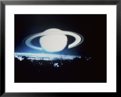Planet, With Rings, Over City And Trees At Night by Arnie Rosner Pricing Limited Edition Print image