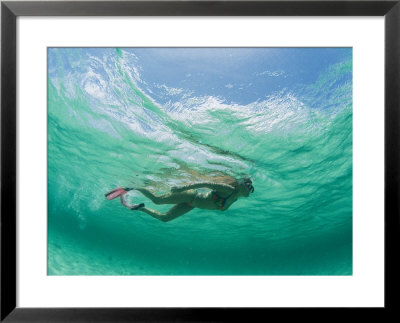 A Woman Snorkels Under The Waves by Barry Tessman Pricing Limited Edition Print image