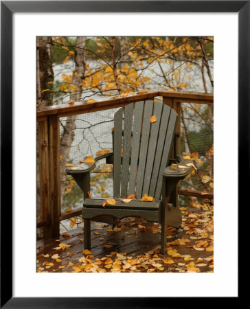 Autumn Leaves On Chair By Lake, Ontario, Canada by Keith Levit Pricing Limited Edition Print image