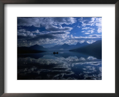 Early Morning Boating, Reflected Sea Of Clouds, Lake Mcdonald, Glacier National Park, Montana, Usa by Gareth Mccormack Pricing Limited Edition Print image