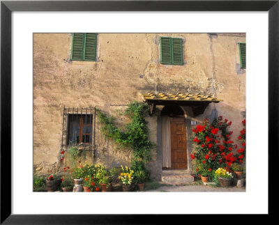 Old Home With Flowers At San Gimignano, Tuscany, Italy by Bill Bachmann Pricing Limited Edition Print image