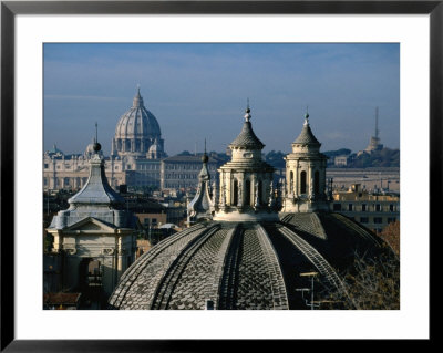 Domes Of St. Peter's Basilica, Piazza St. Pietro And Twin Churches, Piazza Del Popolo, Rome, Italy by Martin Moos Pricing Limited Edition Print image