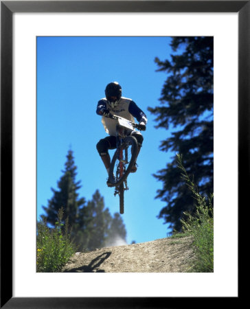 Cyclist On Dirt Path Leaping Through The Air by Ted Wilcox Pricing Limited Edition Print image