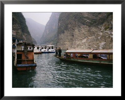 Boats Await Tourists In The Lesser Three Gorges Of The Yangtze by Eightfish Pricing Limited Edition Print image