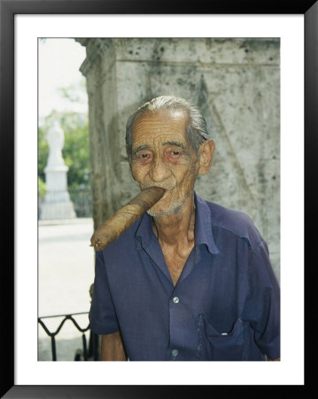 An Old Man Smokes An Over-Sized Cigar by David Evans Pricing Limited Edition Print image
