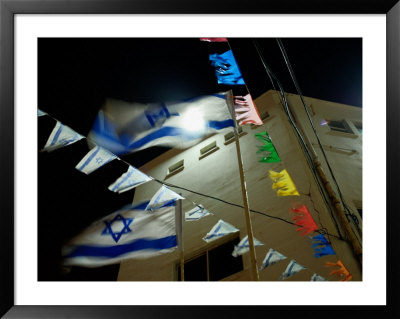 Light Shinning Through The Flag Of Israel, Low Angle View by Keenpress Pricing Limited Edition Print image
